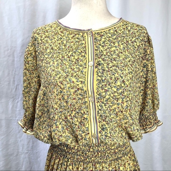 NWT Max Studio yellow cottagecore floral dress M - Picture 2 of 11